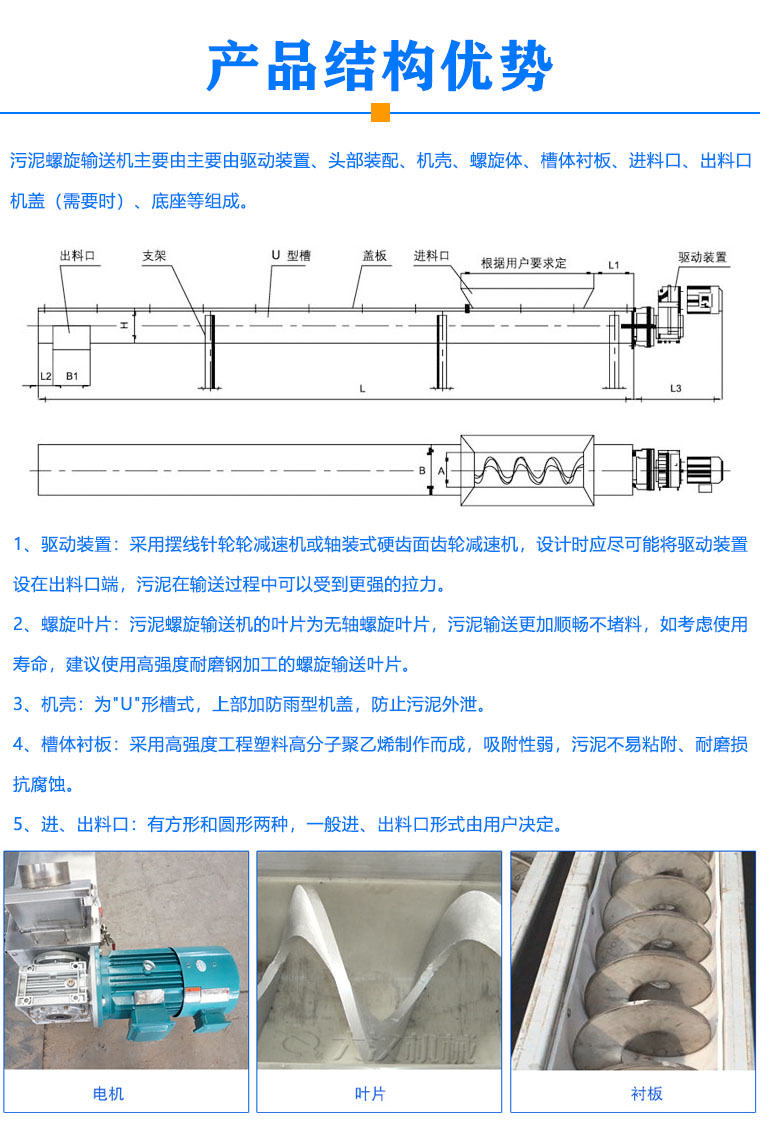 污泥螺旋輸送機結構優(yōu)勢